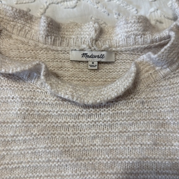 Madewell Women's Wool Blend Mock Ruffle Neck Sweater Top Size Medium - Picture 3 of 8